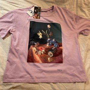 New ZARA lilac small graphic t shirt